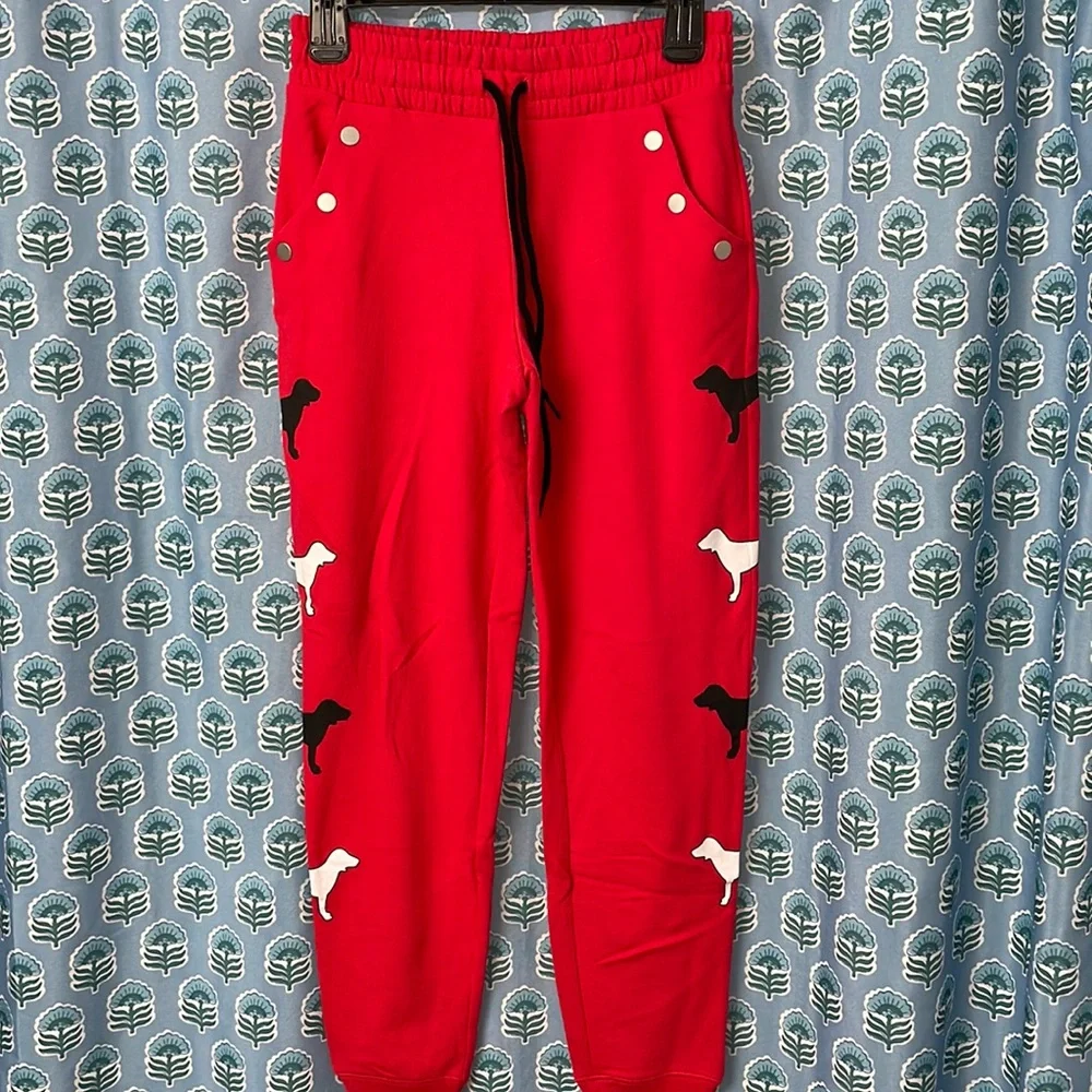 NWOT rare HTF PINK Victoria’s Secret red dog print joggers sweatpants size xs - Picture 4 of 13